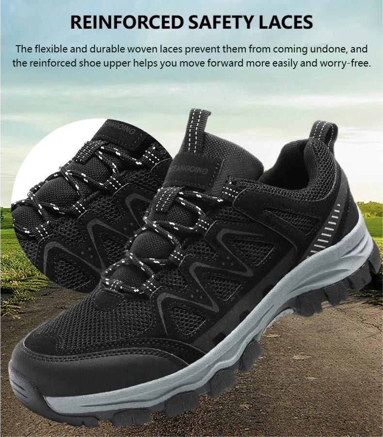 Men’s Athletic Work Shoes – Arch Support, Wide Toe Box, Breathable, Lightweight, Non-Slip, Built for Hiking & Outdoor Use